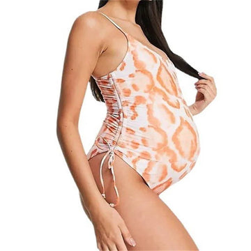 One Piece Ruched on Both Sides Premama Summer Swim Bathing Suit Beachwear