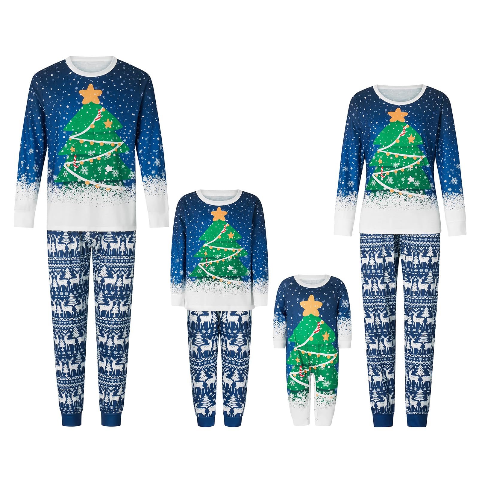 Christmas Tree and Snowflake Long Sleeve Family Pajama Set