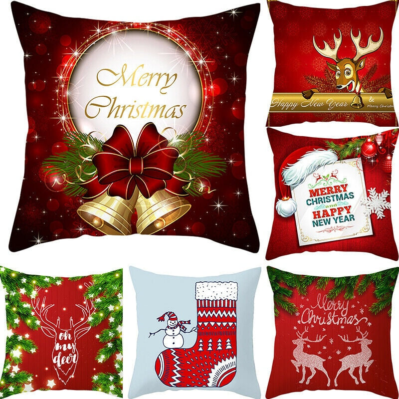 New Year Merry Christmas Decorative Polyester Santa Claus Elk Stocking Pillowcase