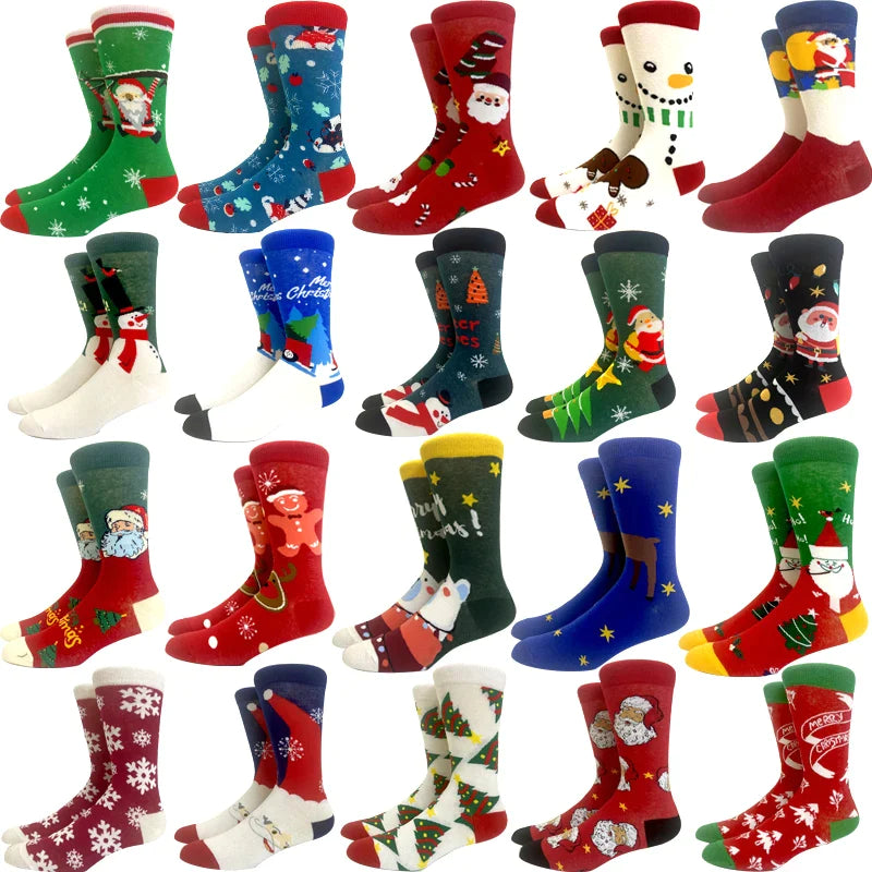 Santa Claus Elk Lovers Xmas Tree Happy New Year Funny Socks