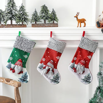 Christmas Decorations Faceless Elderly Girl Gnome Red/Green Christmas Socks Gift Bag