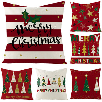 Merry Christmas Wreath Tree Stars Ornaments Pillow Cover YMD110