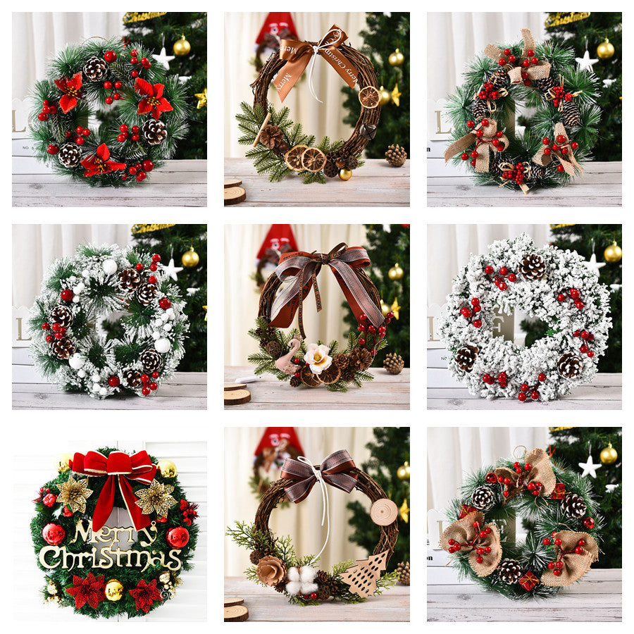 Christmas Decorations Decorative Hanging Door Window Wreath with Letters/Cartoon Characters Ornaments