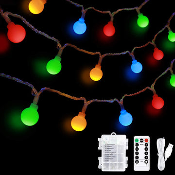 Christmas Decoration Small Round Ball LED Light String 50PCS with Waterproof Battery Box/Solar Panel