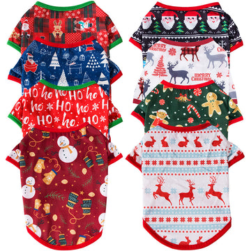 New Year Gift Christmas Dog Clothes with the Gingerbread Man Elk Tree Snowman Santa Ho Ho Ho Print