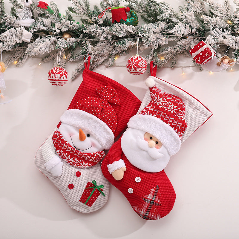 Christmas Tree Pendant 3D Snowman Santa Claus Knitted Christmas Socks
