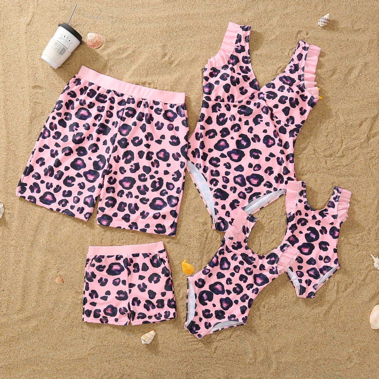 Family Matching Swimwear Leopard Print One Piece Family Bathing Suit