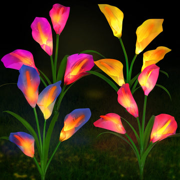 Solar Garden Lights 2 Pack 4 Calla Lily Flowers