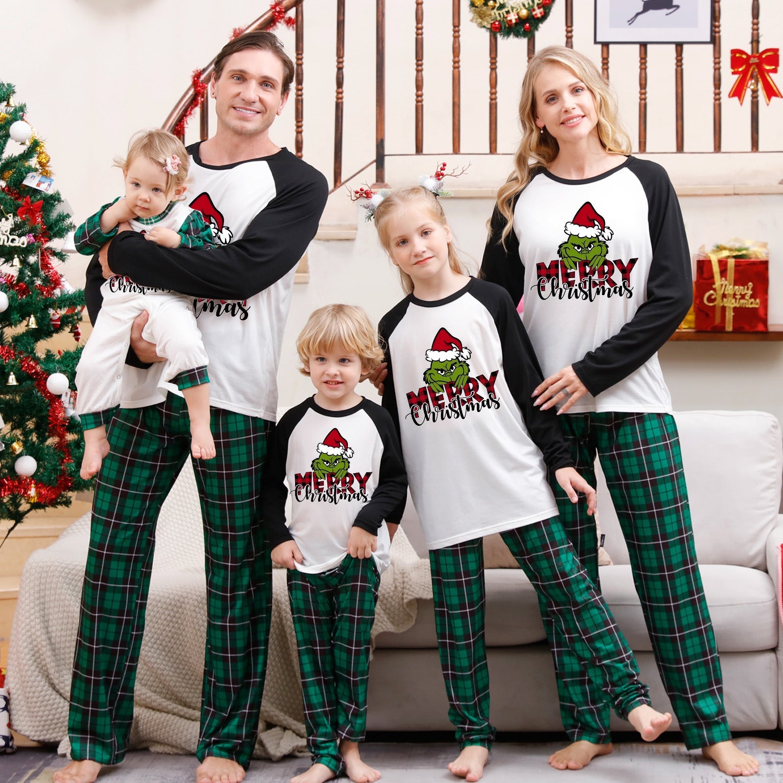 Parent-Child Long Sleeve Pajama Set with Prints