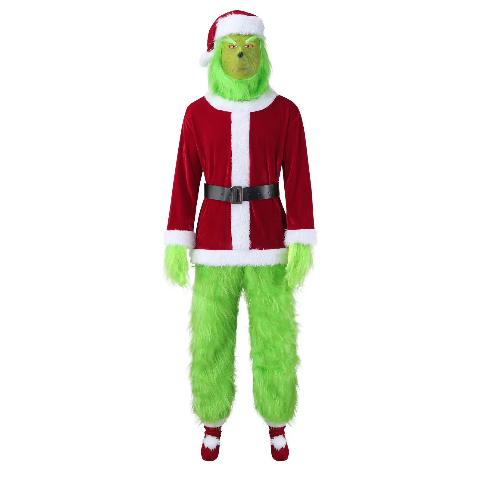 Santa Claus Halloween Green Haired Monster Cosplay Suit Party Costume