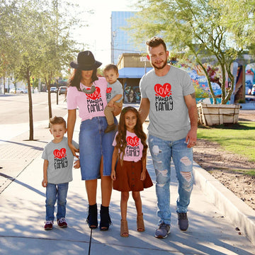 Family Matching Clothes Heart Print Short Sleeve T-Shirt