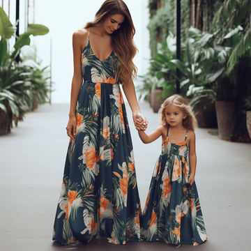 Mommy and Me Sleeveless Floral Print Maxi Tank Dress