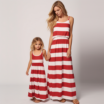 Mommy and Me Striped Print Cami Dress