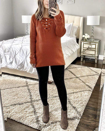 Maternity casual solid color cross sweater