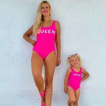 Cool Royal Family Letter Print Matching Swimsuit 670