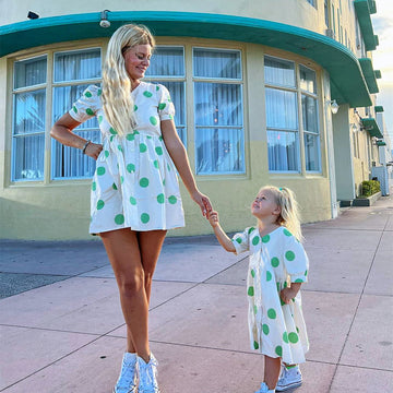 Mommy and Me Polka-Dot Smock Dress