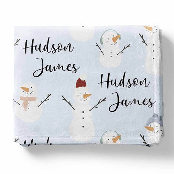 Snowman Christmas Personalized Blanket Beepumpkin